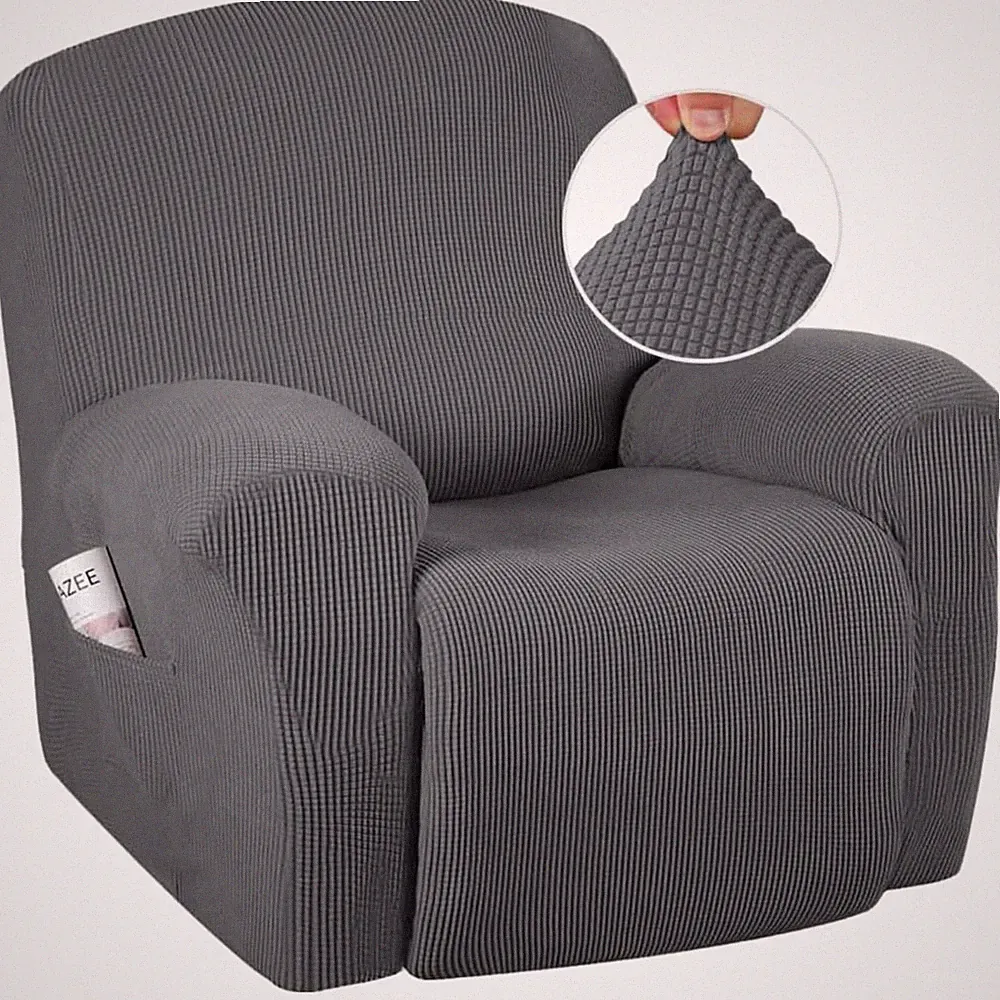 Elastic Recliner Slipcover - Non Slip Gray Chair Protector