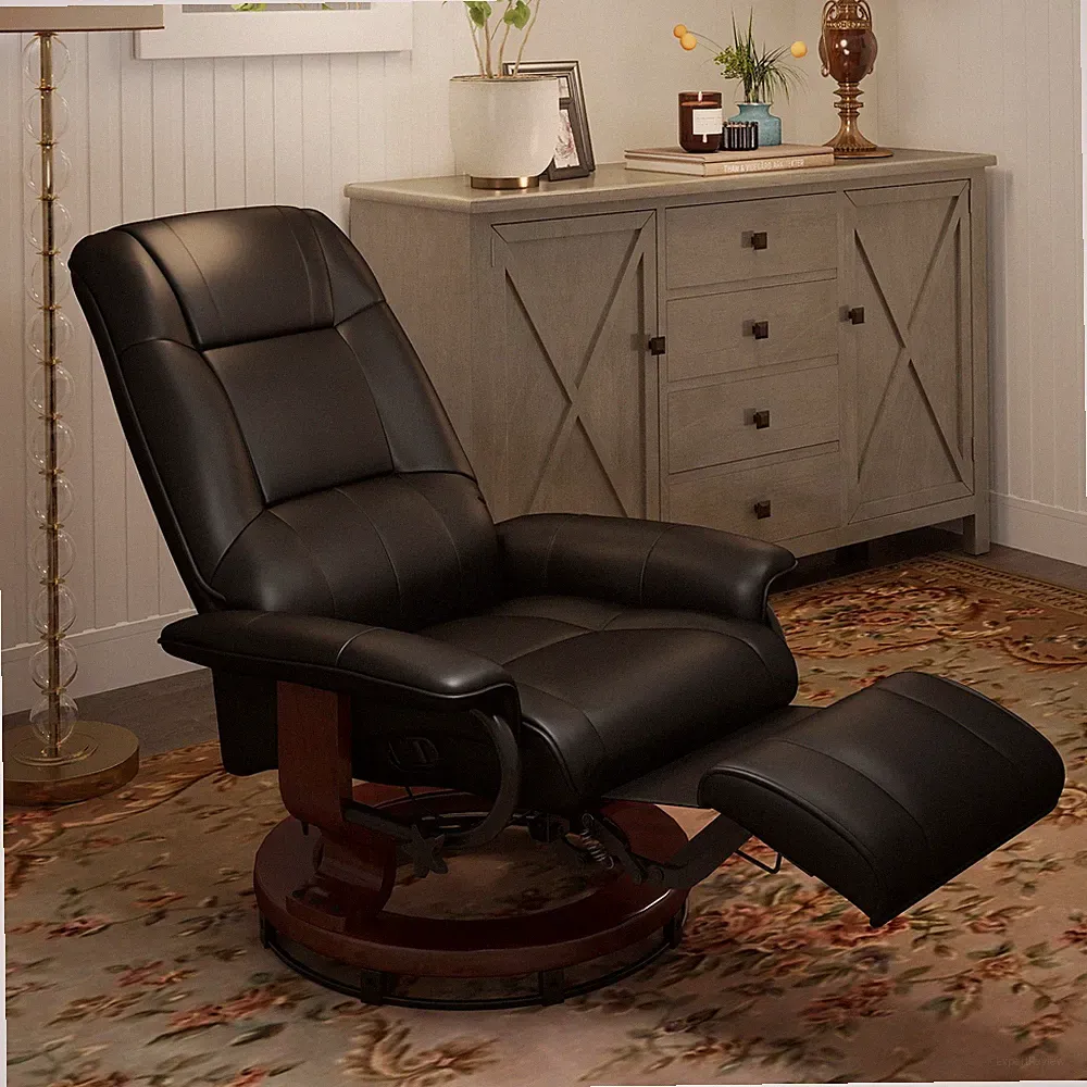 Faux Leather Lounge Chair With Footrest And Armrest