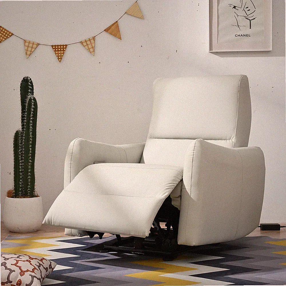 Light Gray Power Recliner Chair with USB Port for Home Theater & Bedroom