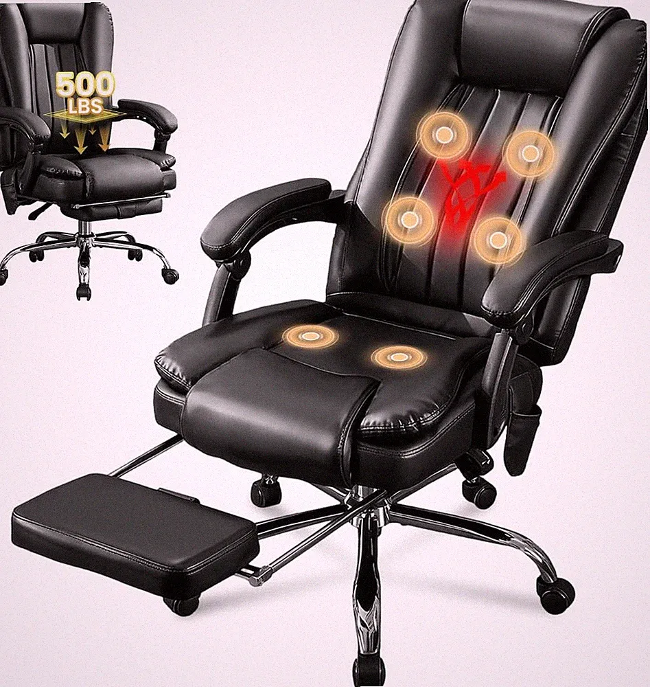 Massage Office Chair with Foot Rest,6 Points Vibration and Heat Ergonomic Execut