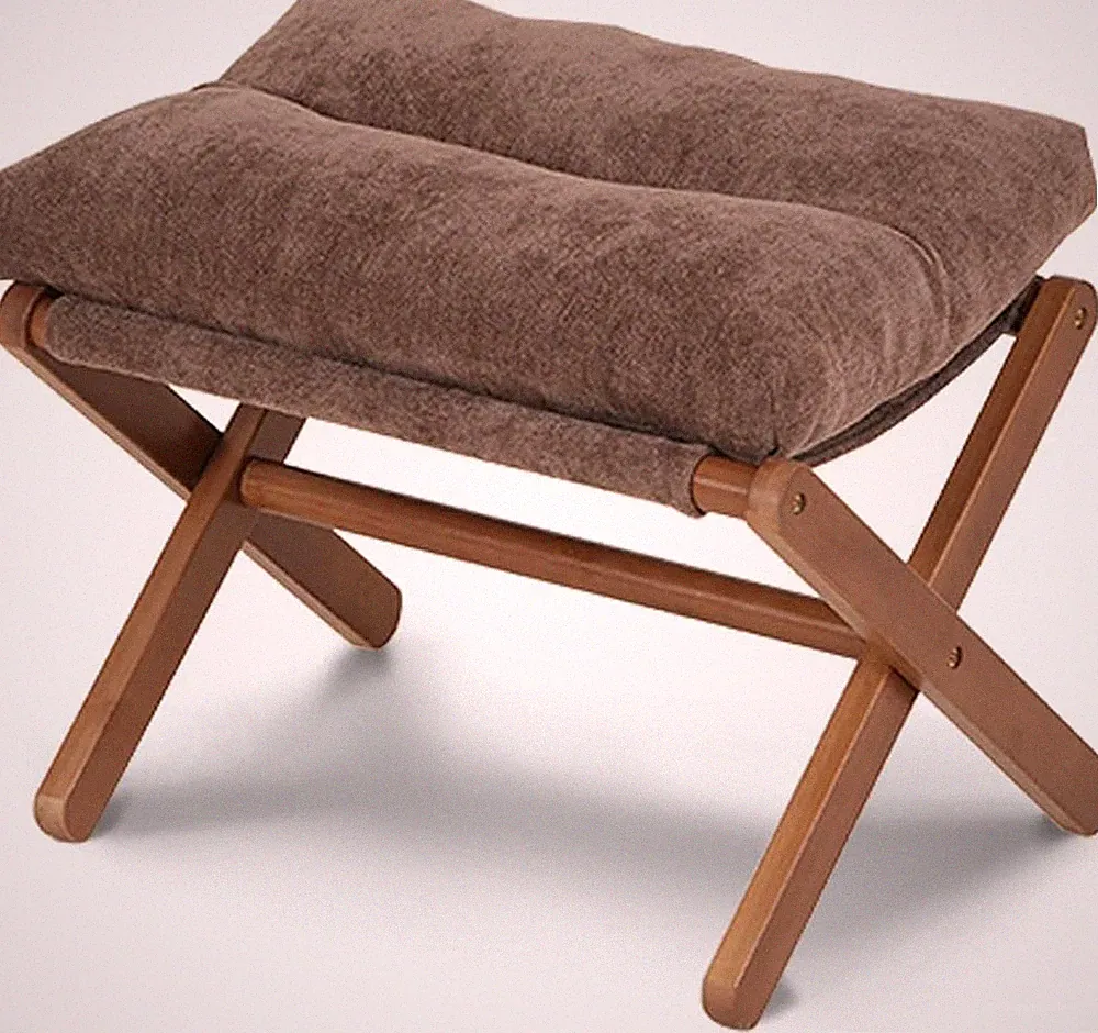 Ottoman Foot Rest- Bamboo Foldable Stool, Foot Stools Small Ottman with Upholste